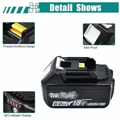 BL1860 18V 6.0Ah Li-ion Battery Compatible with Makita Power Tools