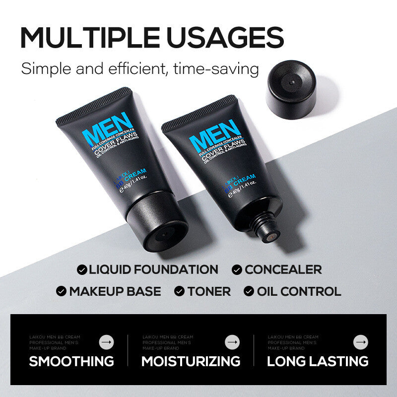 1.41oz BB Cream For Men Makeup Base Cover Flaws Oil Control Anti-Aging