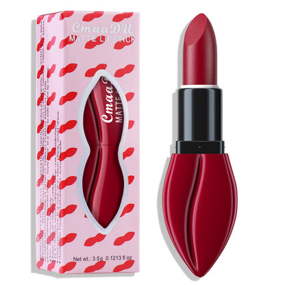 Matte Waterproof Lipstick & Lip Gloss - 10 Colors, Lip-Shaped Design