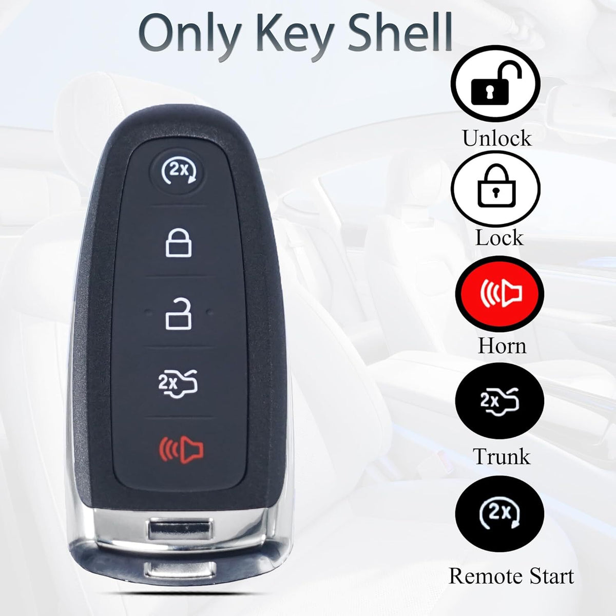 Key Fob Shell Case Replacement Fit for Ford Lincoln Keyless Entry Remote Control