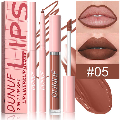 2-in-1 Lip Liner & Lipstick – Velvet Matte, Waterproof, Long Lasting Lip Gloss