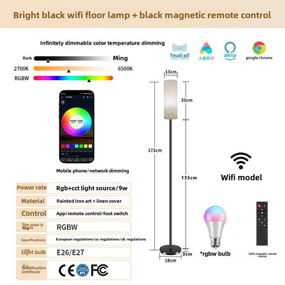 LED Floor Lamp High-end Bedroom Bedside Table Lamp RGB Bluetooth Dimming