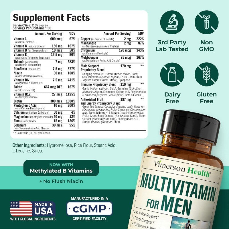Complete Multivitamin for Men with Essential Vitamins and Minerals Daily Support