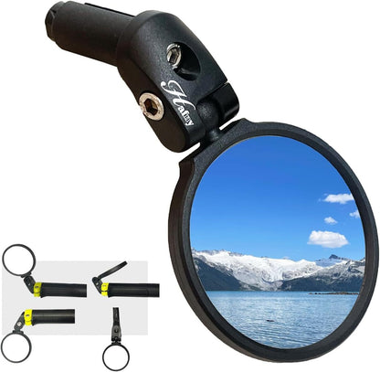 Hafny Bar End Bike Mirror Stainless Steel Lens Bicycle Mirror(Black 68 Diameter)