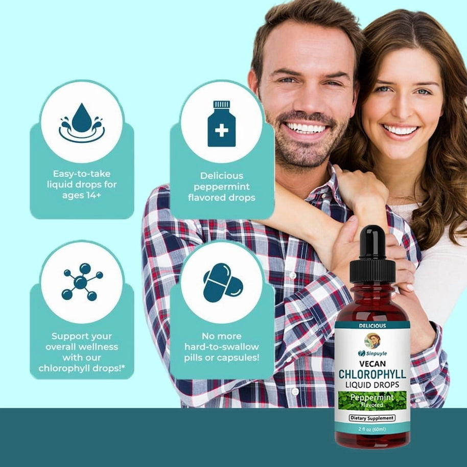 Sinpuyle Vegan Chlorophyll Liquid Drops,Peppermint Flavored,1Bottle 2fl oz 60ml