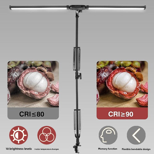 LED Table Lamp with 10 levels of brightness – Dual Screen, Adjustable Gooseneck