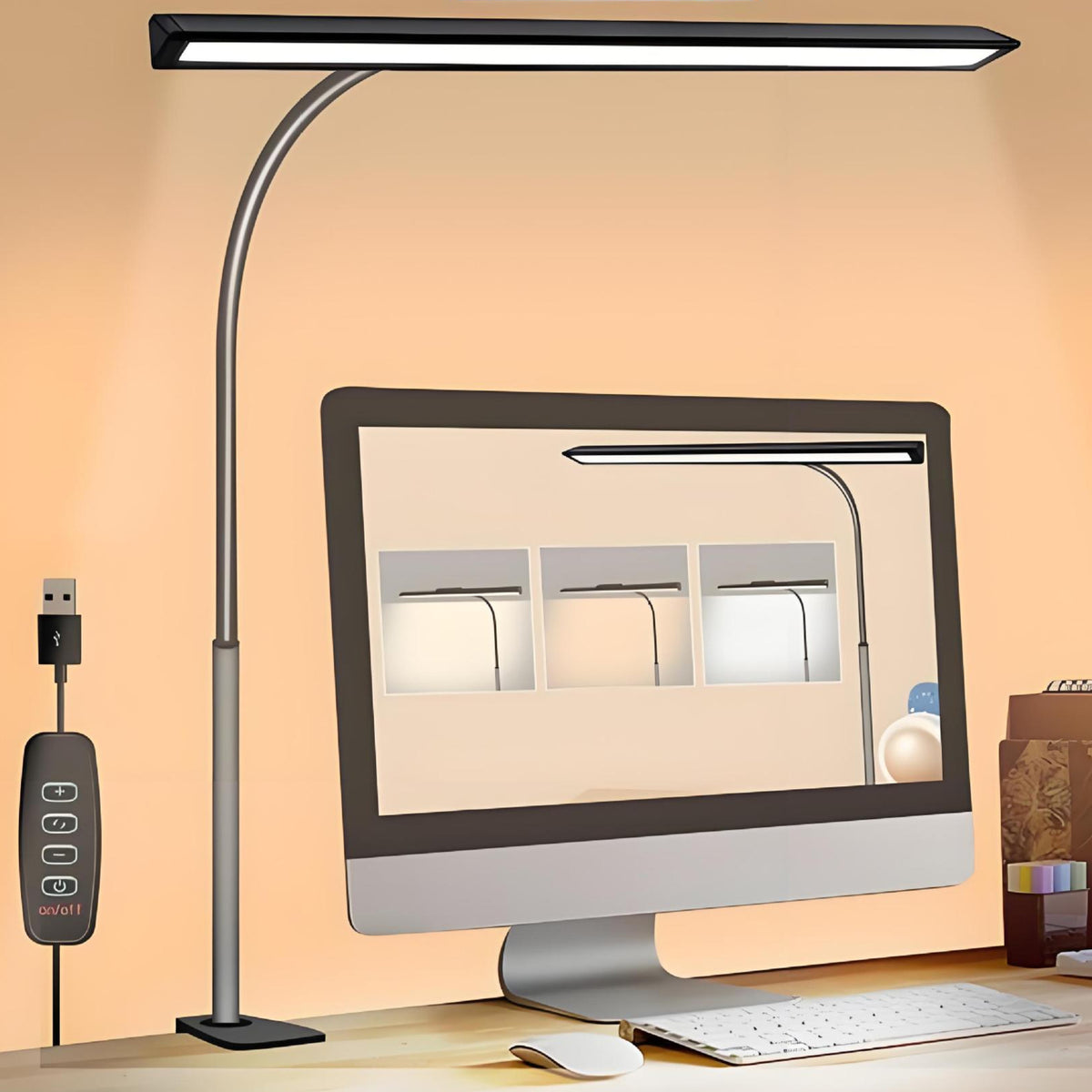 LED Dual Head Reading Desk Lamp Folding Swing Arm Desk Lamp with Clamp