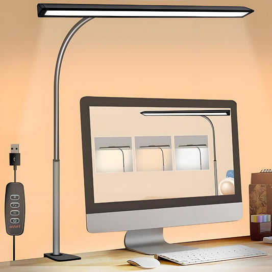 LED Dual Head Reading Desk Lamp Folding Swing Arm Desk Lamp with Clamp