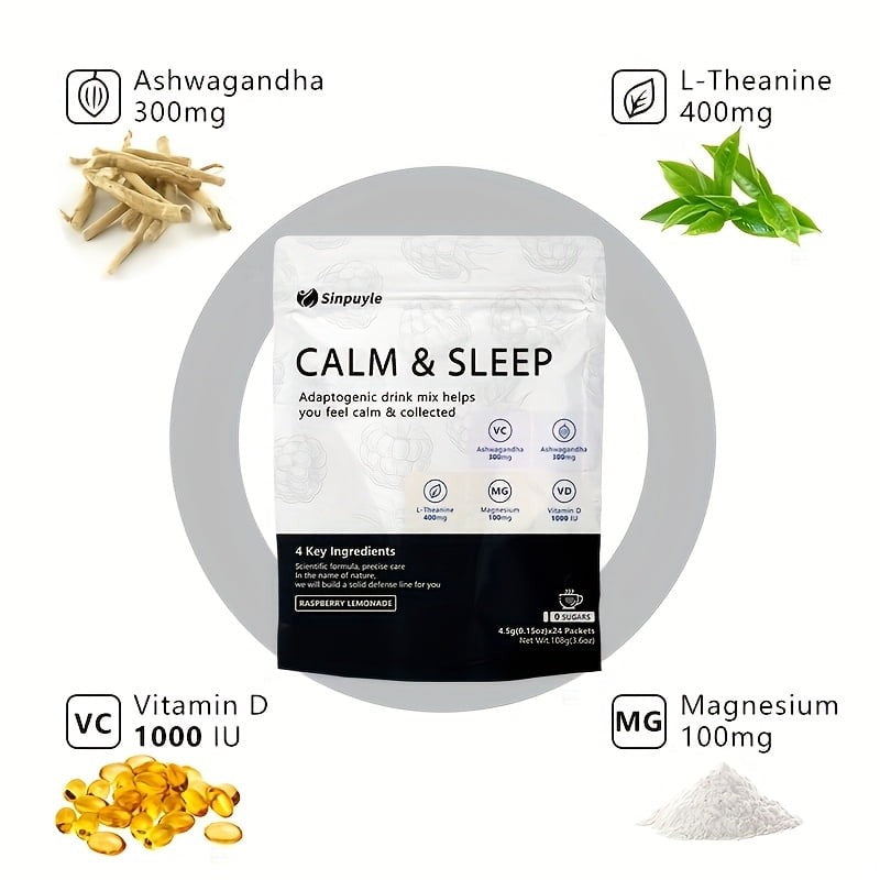 Sinpuyle Calm & Sleep Adaptogenic Drink Mix-Raspberry Lemonade-Sugar Free-1 pack