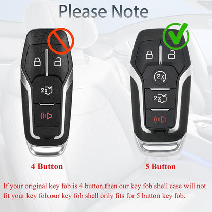 Key Fob Shell Case For Ford/Lincoln Replacement Fits 5 Button Pad Cover