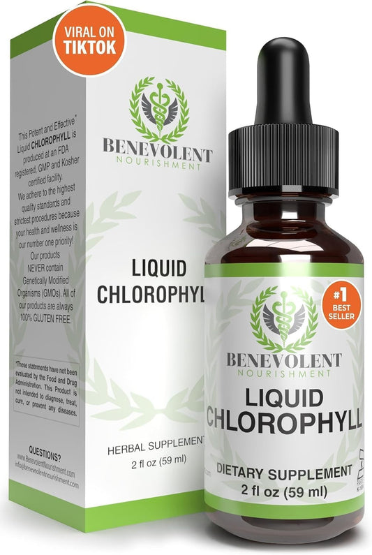 Benevolent Organic Chlorophyll Drops for Detox, Immune Support & Deodorant Mint