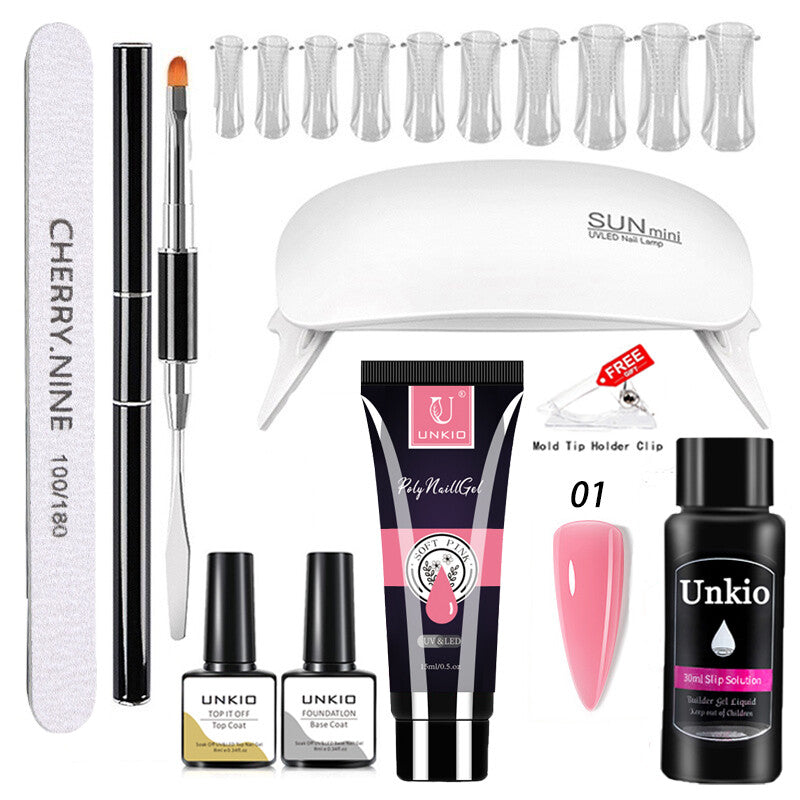 Poly Nail Gel Set with LED Lamp full Manicure Set Building for Nail Art Tool Kit