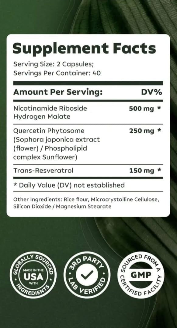 PacificCoast NutriLabs Liposomal NR with Resveratrol Quercetin for Energy Focus