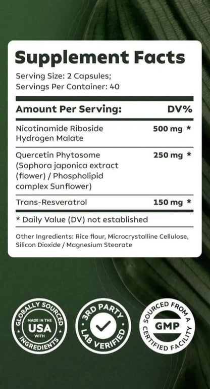 PacificCoast NutriLabs Liposomal NR with Resveratrol Quercetin for Energy Focus