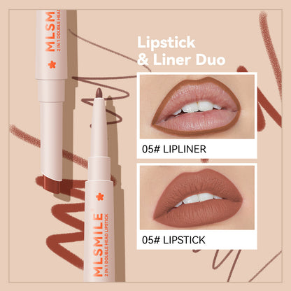 2in1 Double Head Lipstick Lip Contour Pencil 6 Colors Long Lasting Waterproof