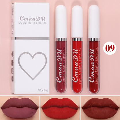 3pcs Matte Liquid Lipstick Set Transfer Proof Long Lasting Non-Sticky Lip Gloss