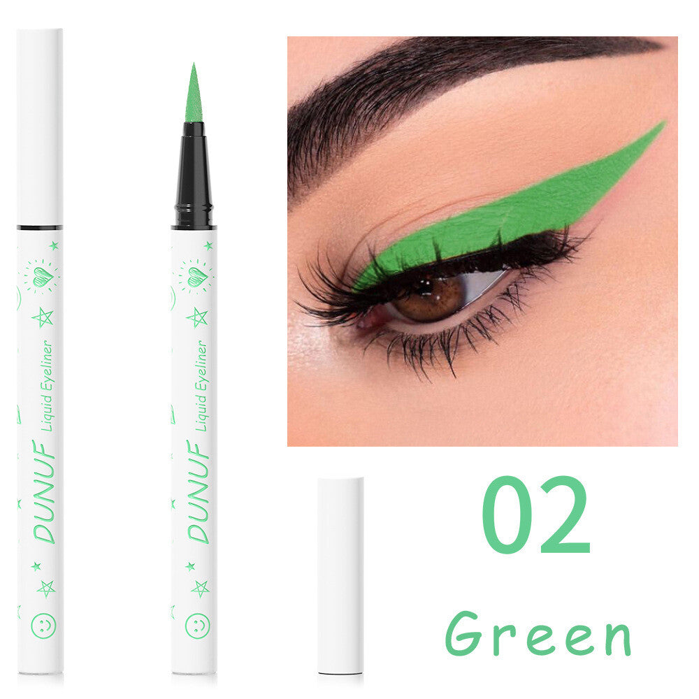 12-Color Liquid Eyeliner - Waterproof, Quick-Dry, Smudge-Proof Makeup for Women