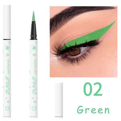 12-Color Liquid Eyeliner - Waterproof, Quick-Dry, Smudge-Proof Makeup for Women