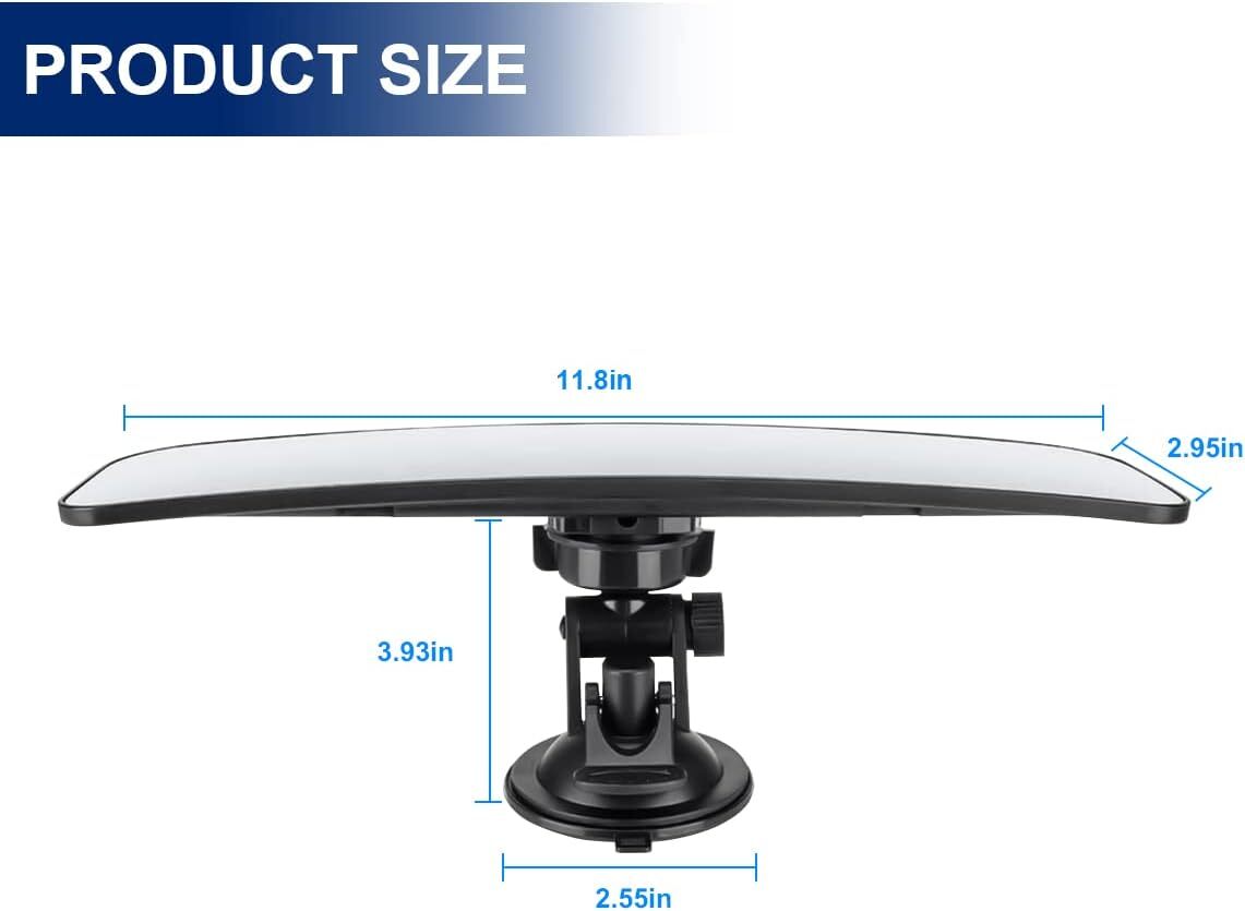 Car Rear View Mirror with Suction Cup 360 Degrees Adjustable Reduce Blind Spots