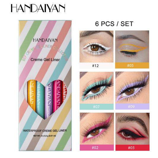 6-Color Waterproof Eyeliner Set · Smudge-Proof Vibrant Colors Long-Lasting Wear