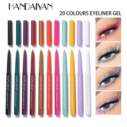 20 Color Liquid Eyeliner Pencil Black Brown Blue Waterproof Long-Lasting Makeup