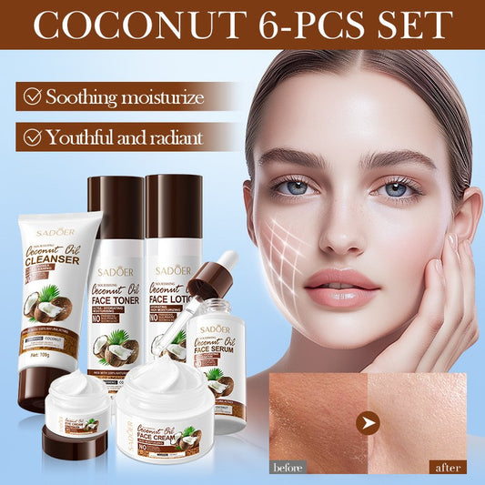 Coconut Oil Skincare Set Nourishing Hydrating Cleanser Toner Lotion Cream Serum
