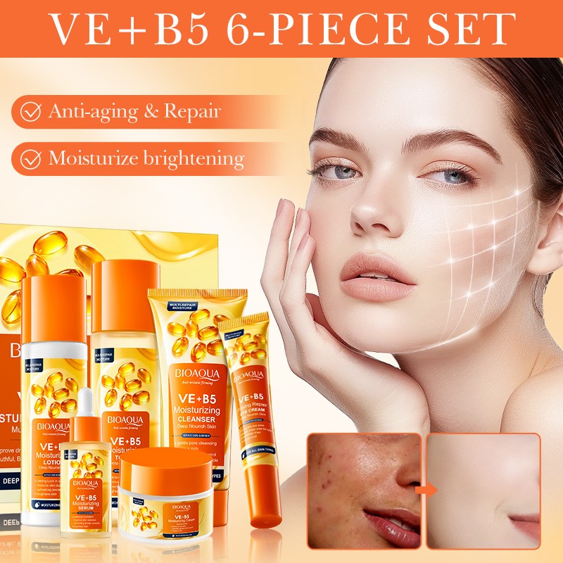 Vitamin E B5 Skincare Set Anti-Wrinkle Hydrating Cleamser Toner Cream Lotion