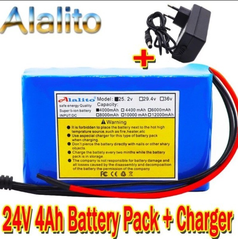 6S2P 24V 4Ah Li-ion Battery Pack 25.2V 4000mAh for E-Bike Electric Moped Scooter