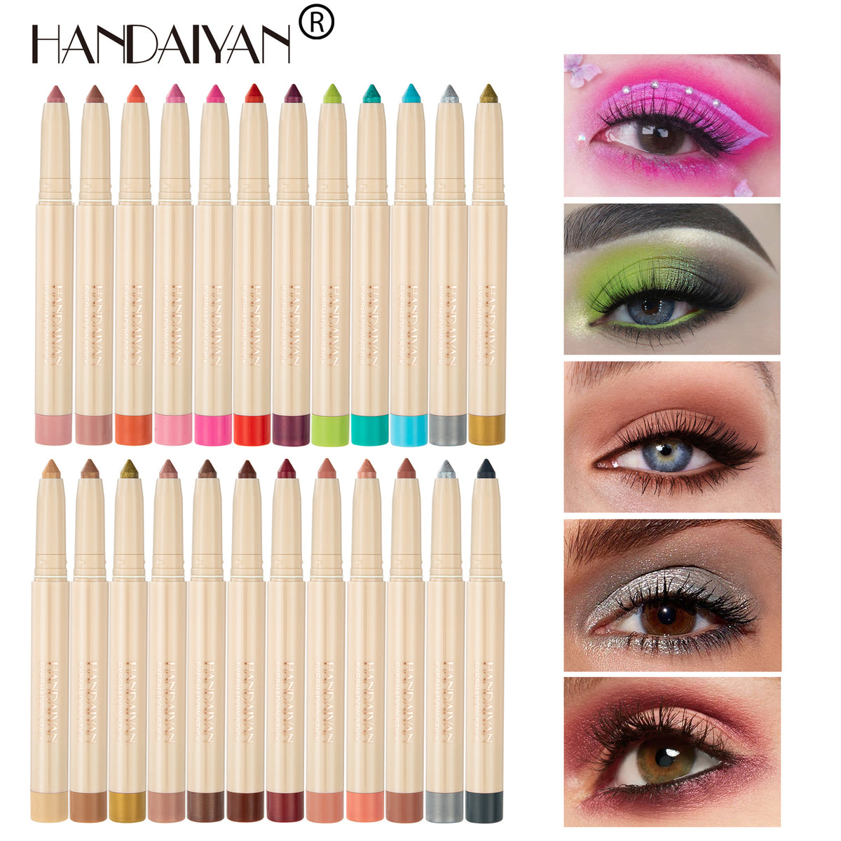 12-Color Dual-Ended Eyeshadow Pencil Set With Sharpener Creamy Eye shadow Stick