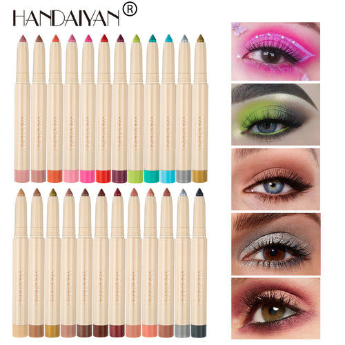 12-Color Dual-Ended Eyeshadow Pencil Set With Sharpener Creamy Eye shadow Stick