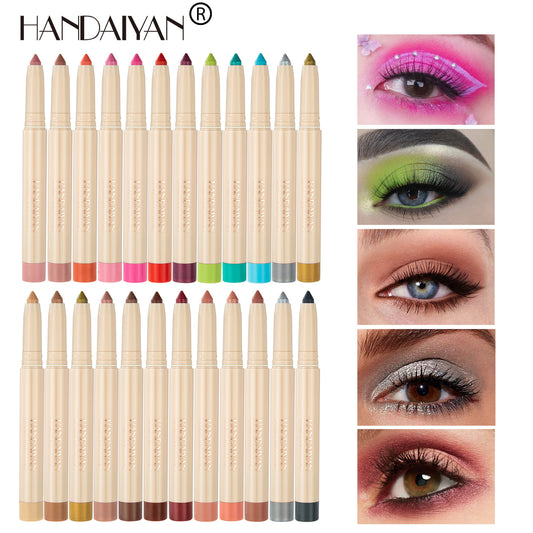12-Color Dual-Ended Eyeshadow Pencil Set With Sharpener Creamy Eye shadow Stick