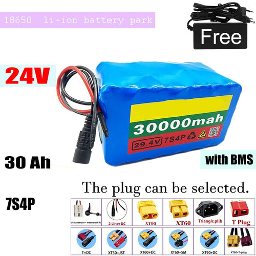 24V 30Ah 7S4P High Capacity Li-ion Battery with BMS for E-Bike E-Scooter