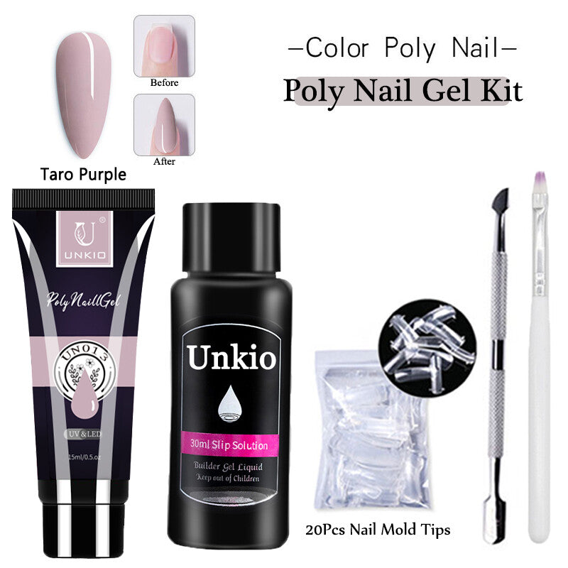 Acrylic Extension Poly Nail Gel Kit Quick Building Complete Tools Brush Form Set