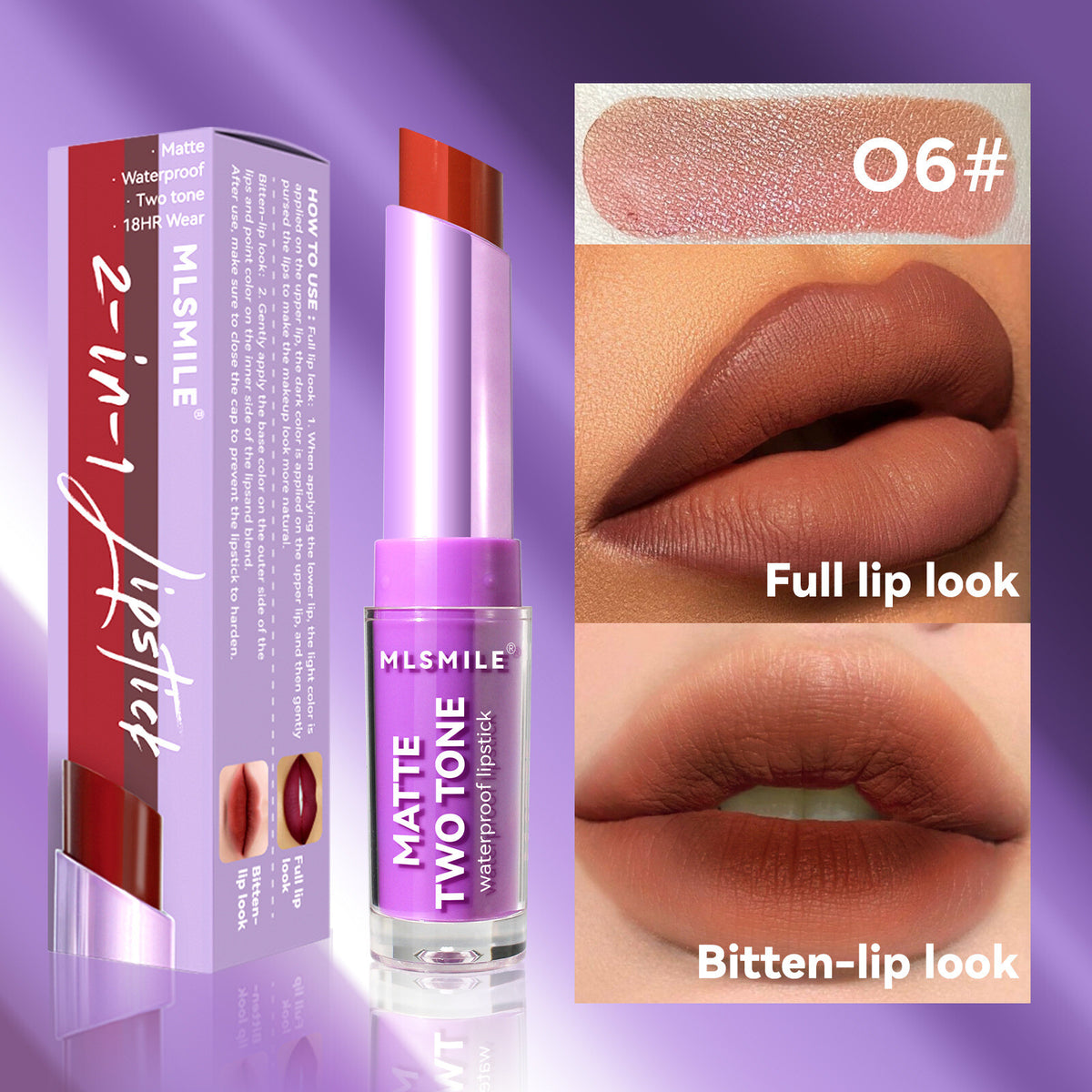 Two-Tone Lipstick Non Stick Cup Velvet Matte Lip Gloss Mineral Womens Lip Makeup