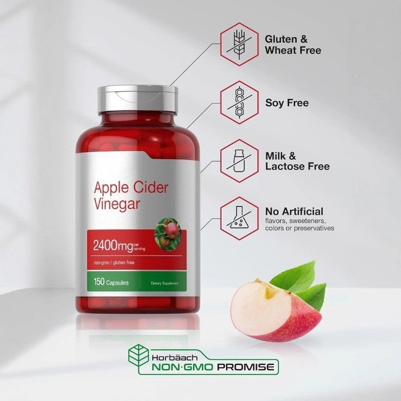 Apple Cider Vinegar Capsules with The Mother for Weight Loss Detox 150 Caps