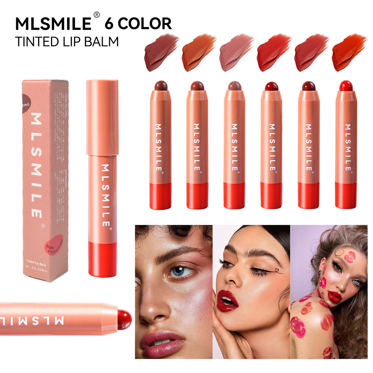 Moisturizing Lipstick Lip/cheek Dual-use 6 Colors Long-lasting Moisturizing