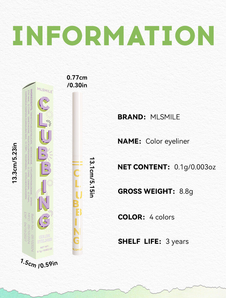 Waterproof Eyeliner Pencil Gold White Black Colorful Smudge-Proof Long Lasting