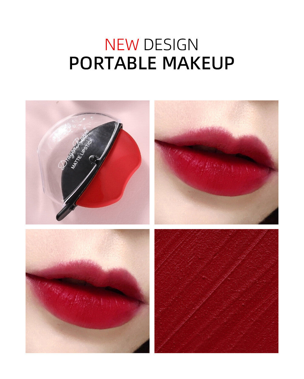 Lip-Shaped Matte Velvet Lipstick - Long Lasting Red (Easy Apply) Waterproof