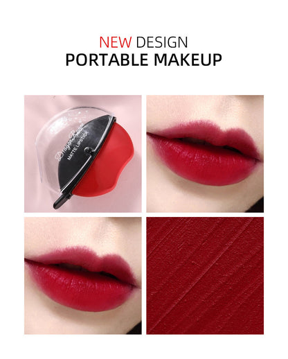 Lip-Shaped Matte Velvet Lipstick - Long Lasting Red (Easy Apply) Waterproof