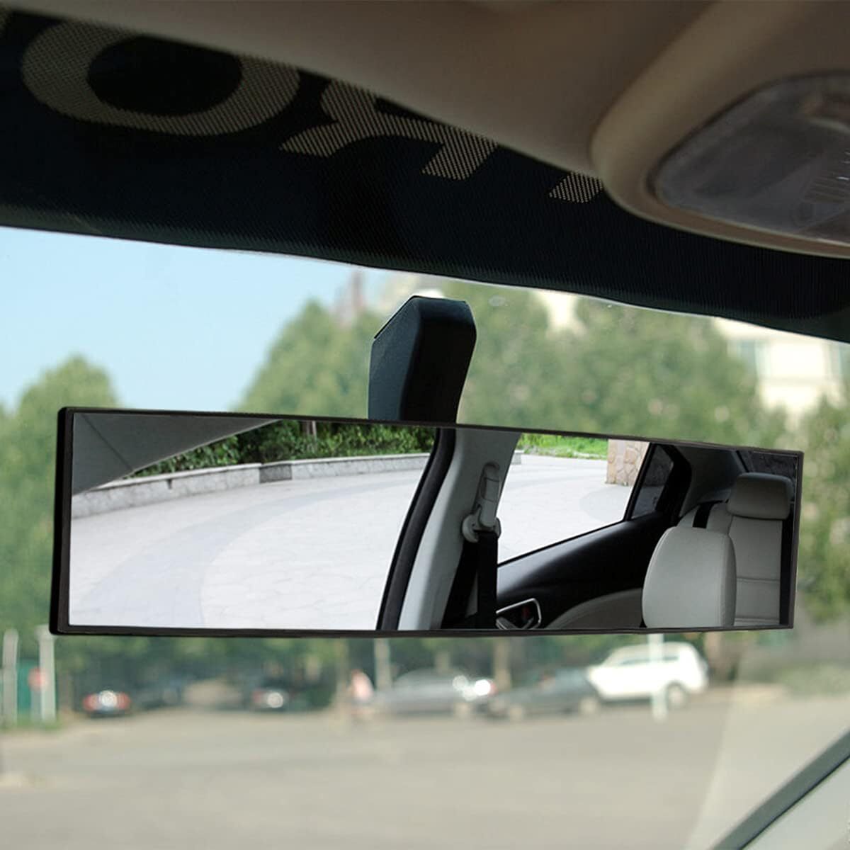 Car Rearview Mirrors, Shock Resistant Interior Clip-on Panoramic Rear View 12in