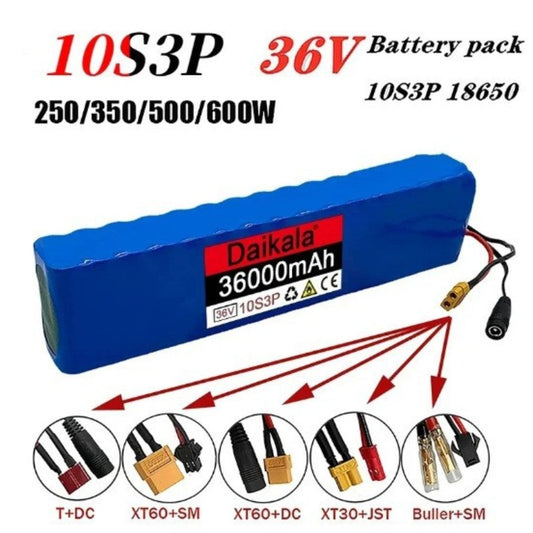 36V 36Ah 10S3P Li-ion Battery Pack for 500W High Power E-Bike Scooter