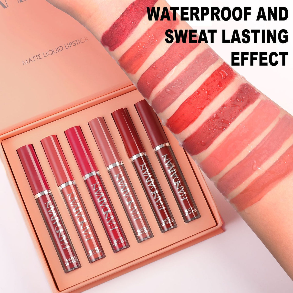 6PCS/set Gift Box Matte Lip Glaze Waterproof Long Lasting Lip Gloss Makeup