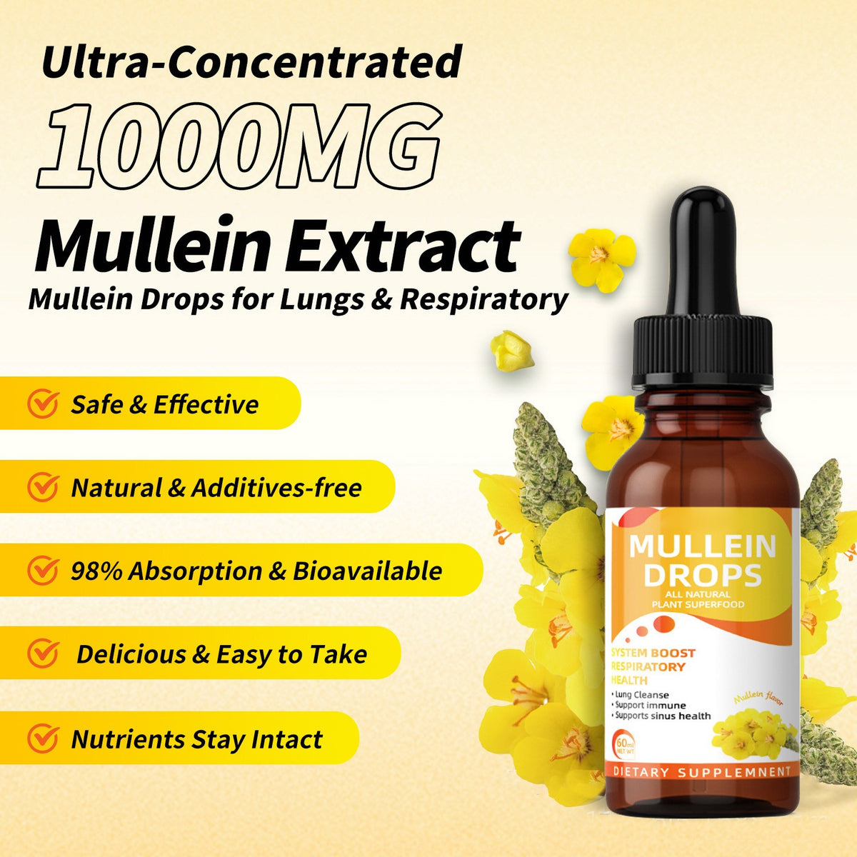 Mullein Drops for Lung Support and Respiratory Health 60ml