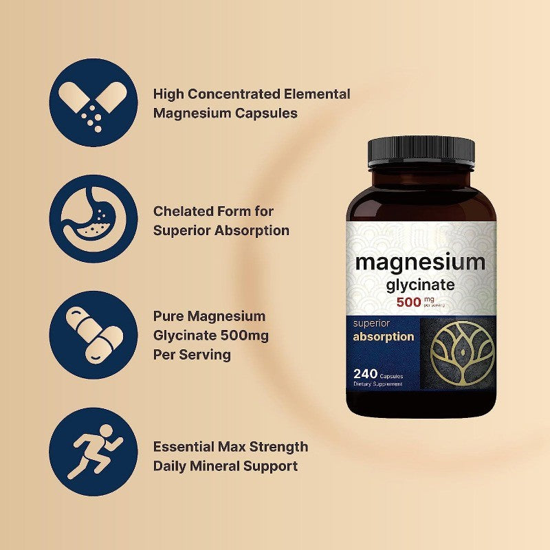 Magnesium Glycinate Capsules Stress Relief Relaxation Support