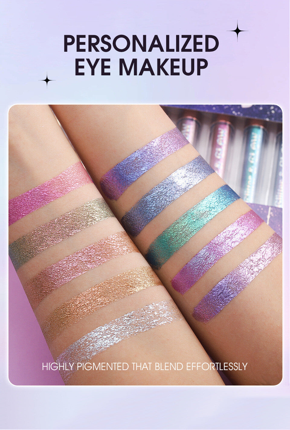 10-Color Diamond Liquid Eye Shadow Set - High Shine, Waterproof, Longwear