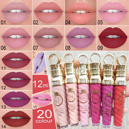 20 Colors 12ML Chili Lip Gloss - Matte/Shimmer, Waterproof, Twist Design