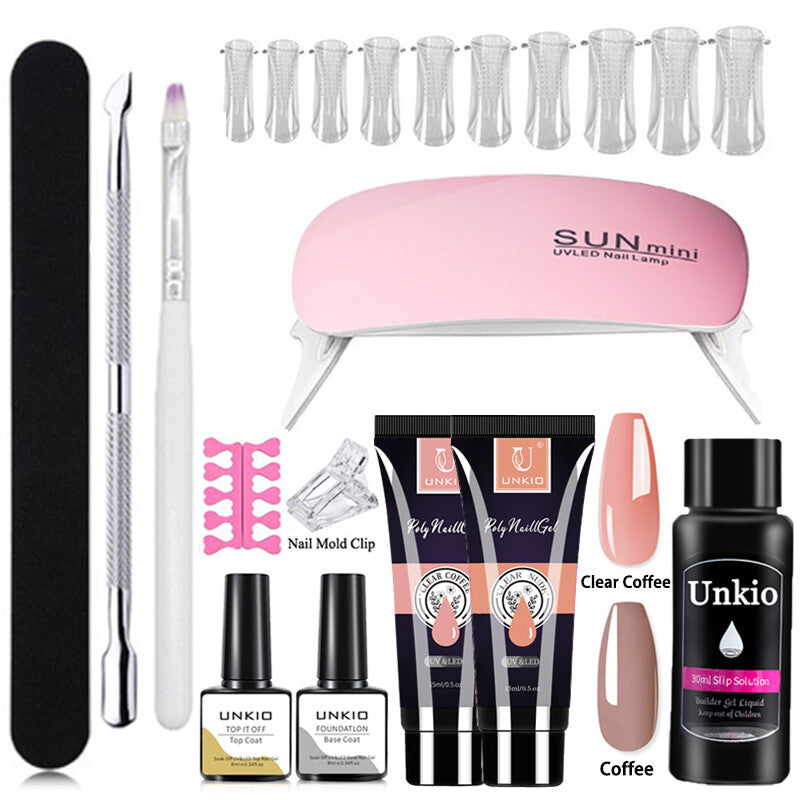 Poly Nail Gel Set with Nail Art Tool Kit LED Lamp full Manicure Quick Extension