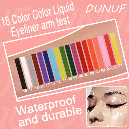 8Color Waterproof Liquid Eyeliner Vibrant Longwear Smudge-Proof Makeup for Women