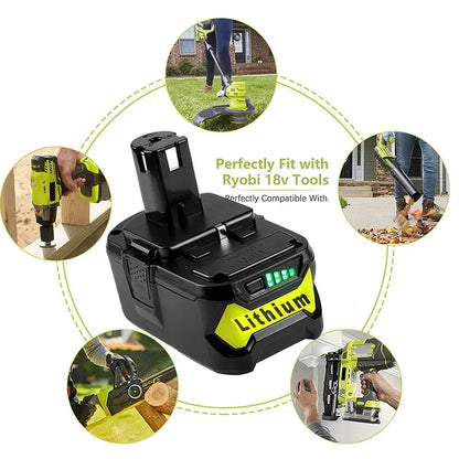 Replacement 18V Li-ion Battery for RYOBI P103 P108 Cordless Drill Power Tools