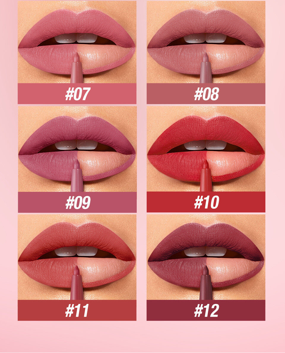 12 Colors Matte Lip Liner Pencil Set for Women Waterproof Long Lasting Lip Pen